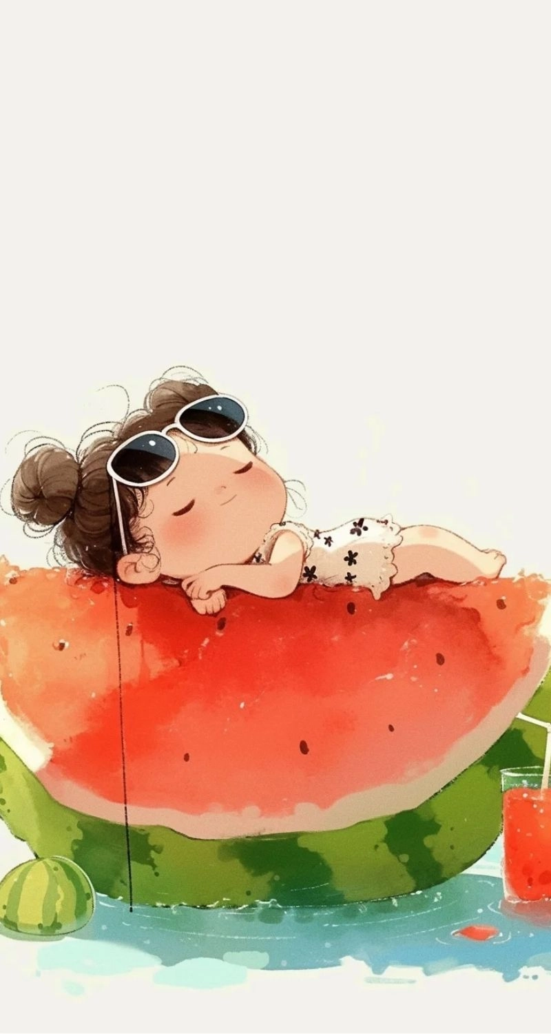 hình nền dưa hấu dễ thương