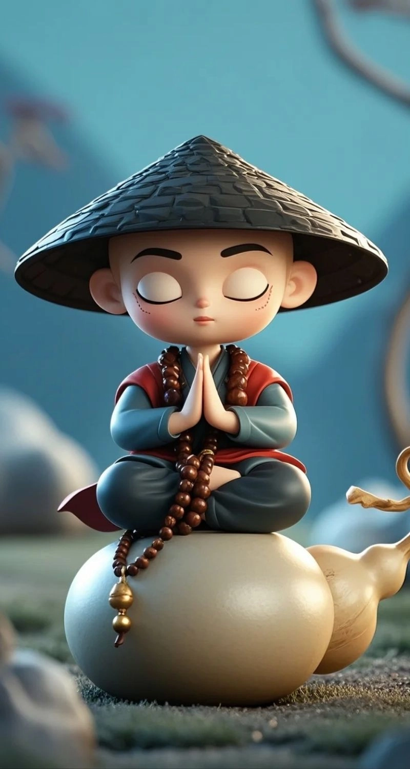 Hình nền chú tiểu ngồi thiền tĩnh lặng
