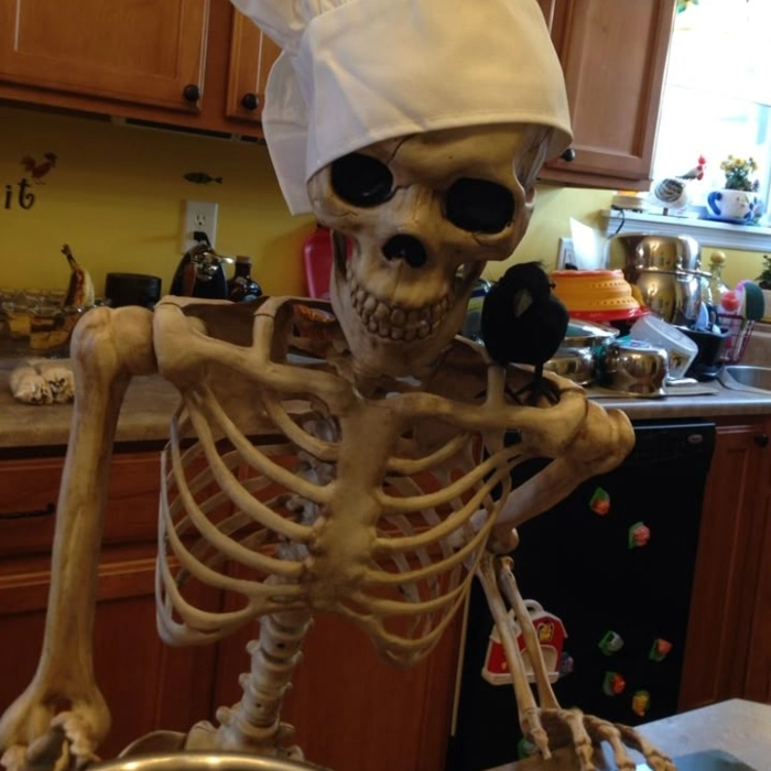 meme skeleton đầu bếp
