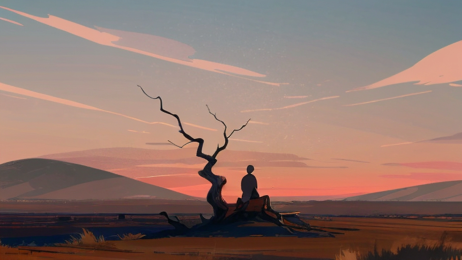 Hình nền anime chill buồn yên tĩnh