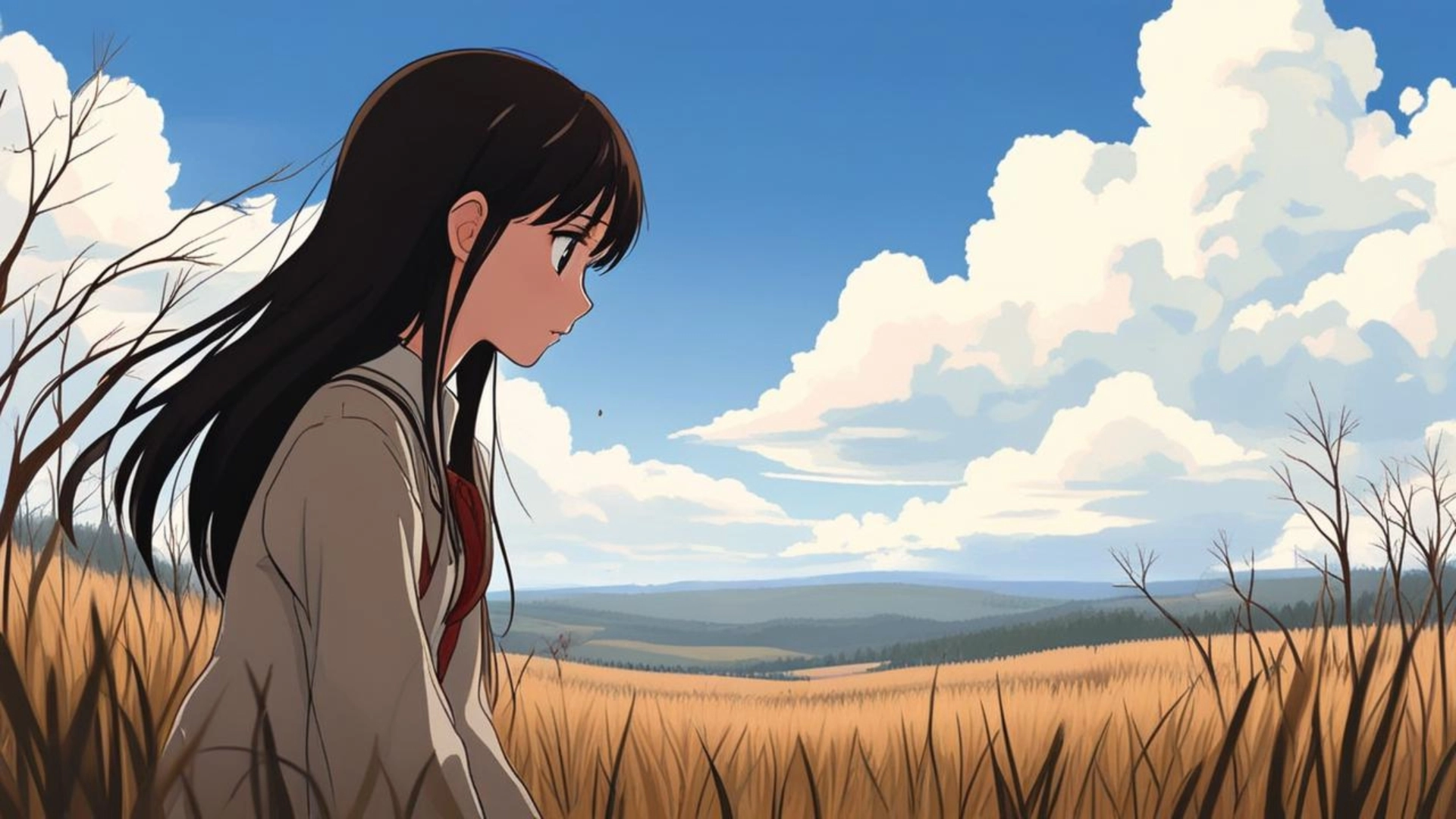 hình nền máy tính anime buồn chill