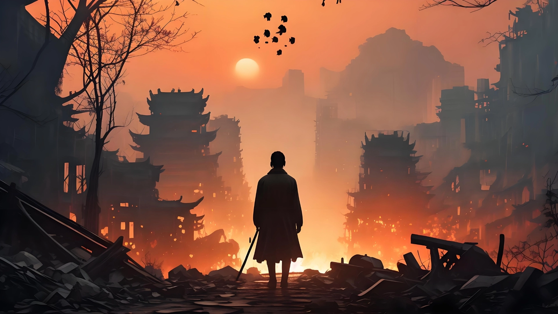 hình nền máy tính anime buồn cho máy tính